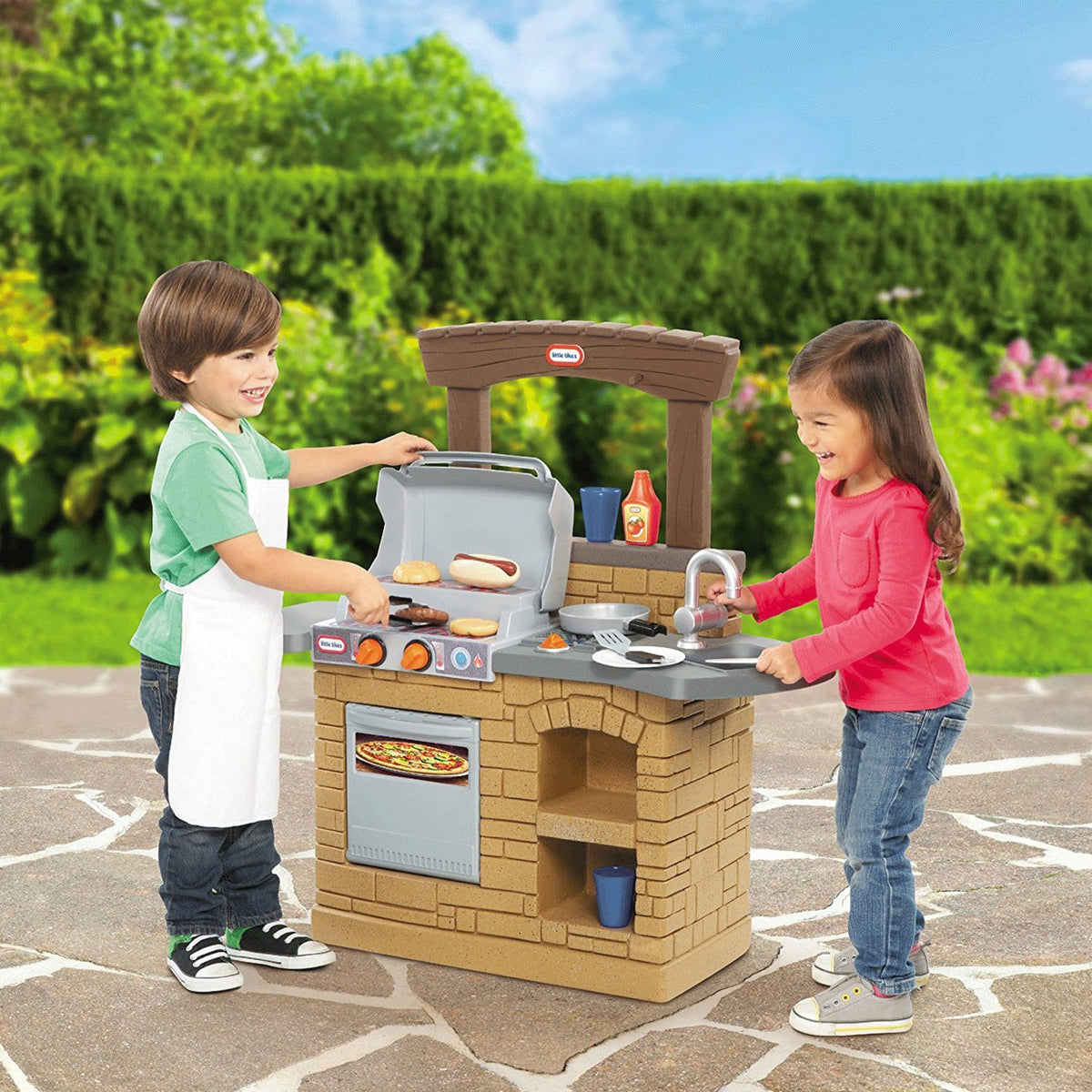 Little Tikes Cook 'n Play BBQ brown extended prep counter enhances play prep.