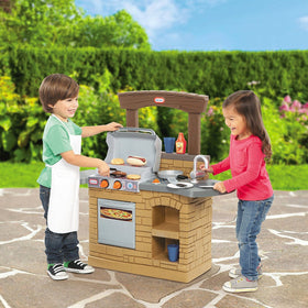 Little Tikes Cook 'n Play BBQ brown extended prep counter enhances play prep.