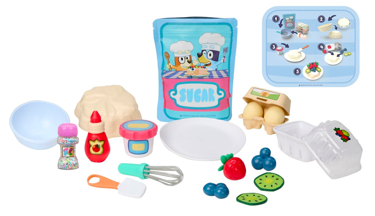 Little Tikes Creative Chefs Bluey Pavlova Kit recipe card guides imaginative baking play