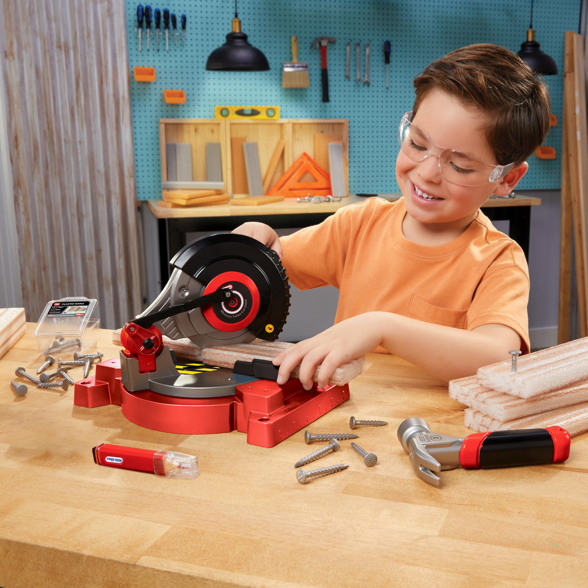 Little Tikes Foam wood pieces allow easy cutting and mess-free practice.