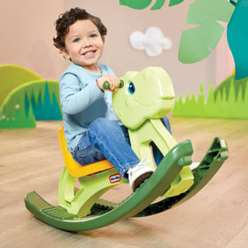 Little Tikes Easy Rockin' Dino lightweight and portable for indoor and outdoor use.