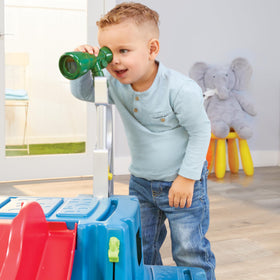Close-up of the collapsible tunnel on Little Tikes Easy Store Slide & Explore for storage.