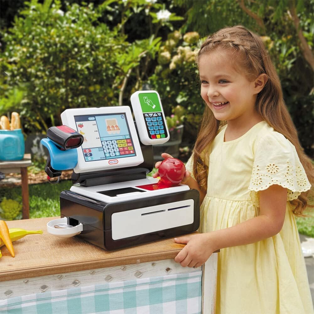 Little Tikes First Self-Checkout Stand scanner close-up highlighting interactive play features.