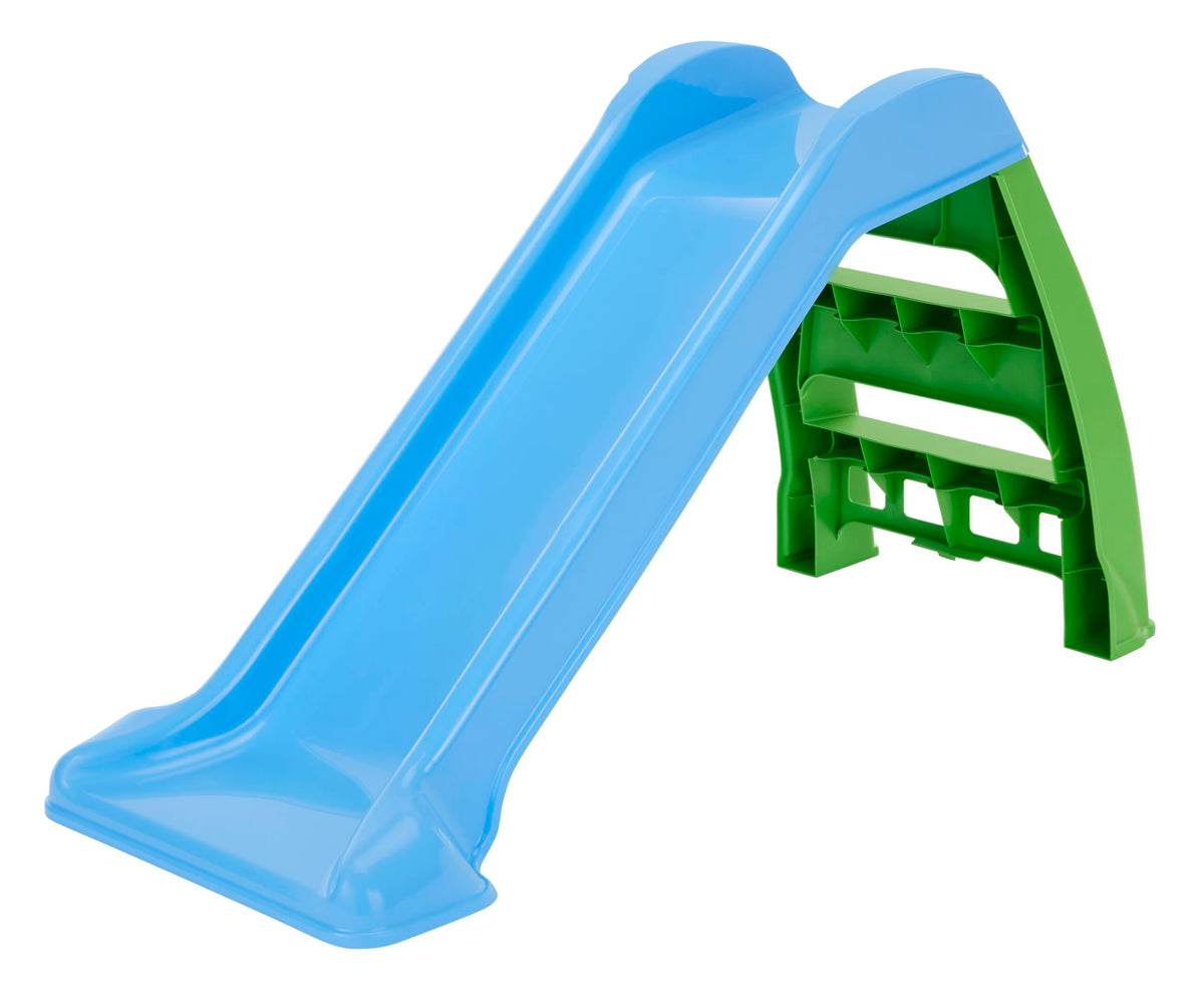 Little Tikes First Slide blue-green, rear view, supports youngsters up to 60 lbs.