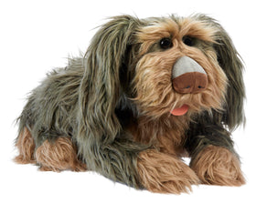 Little Tikes Fraggle Rock Sprocket plush side view, tall 24-inch cuddle buddy for big hugs.