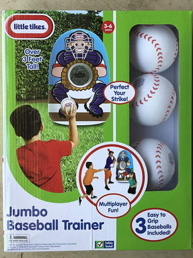 Little Tikes Inflatable Baseball Trainer Medium in action, balancing for kids' practice and coordination.