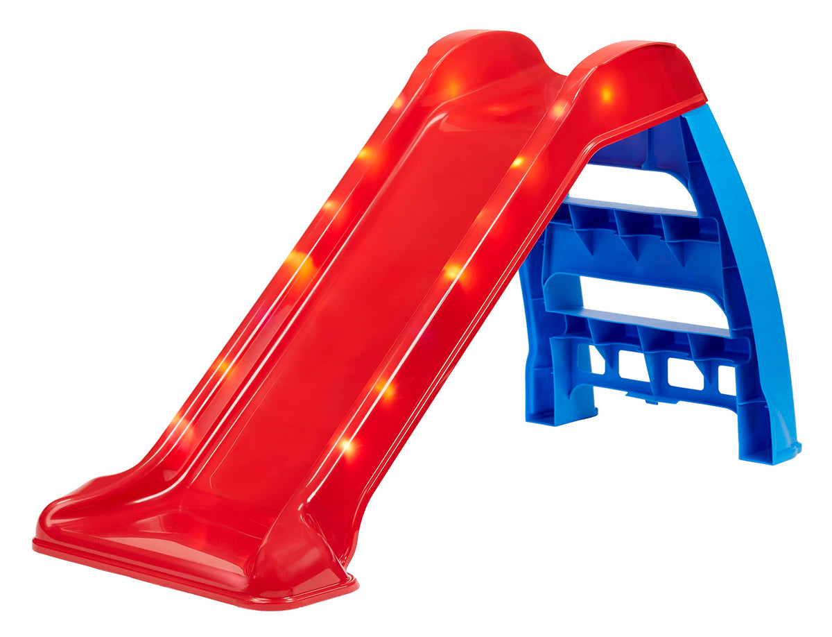 Little Tikes Light-Up First Slide in red, front view; ideal beginner indoor and outdoor play.