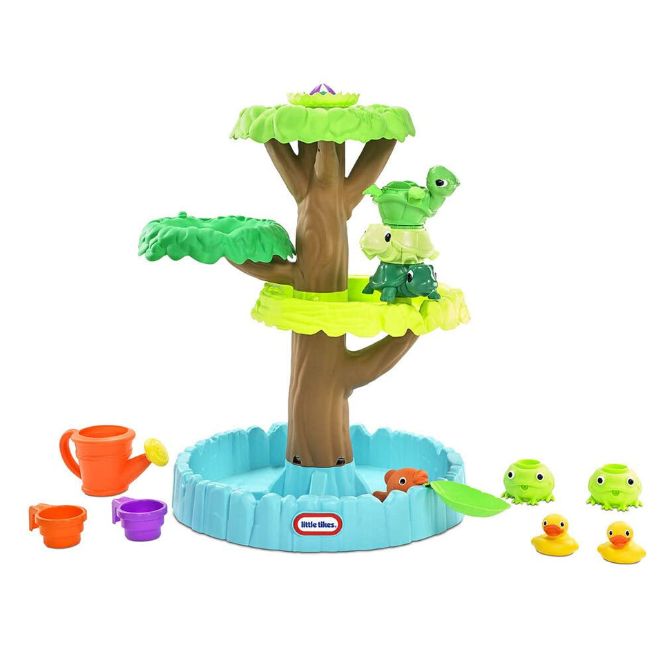 Little Tikes Magic Flower Water Table bloom feature promotes cooperative play and discovery.