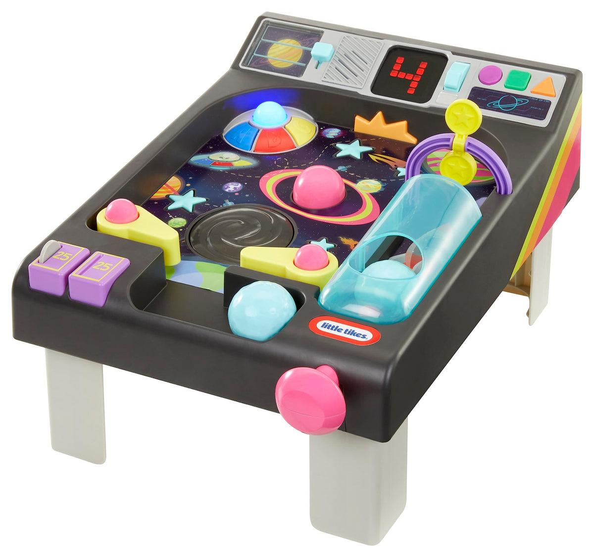 Little Tikes Old School Pinball Table launch action boosts motor play.