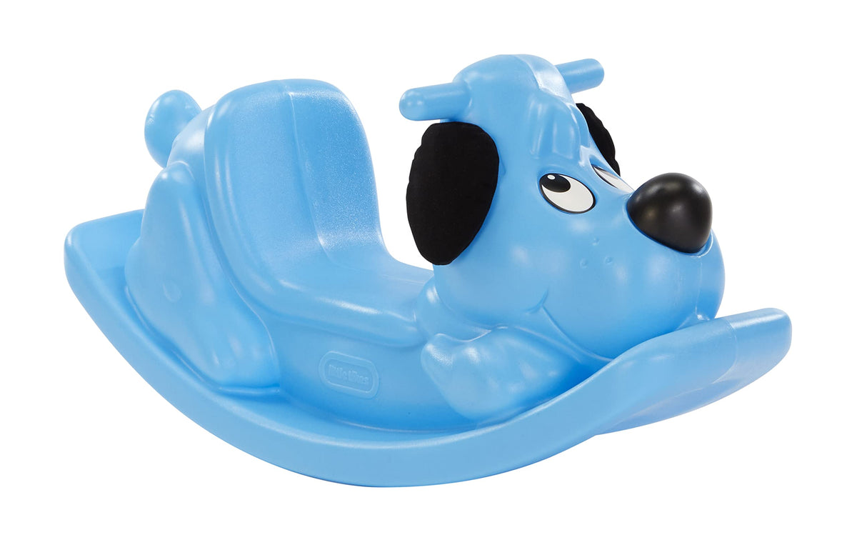 Little Tikes Rockin' Puppy blue small rocking horse front view with easy grips