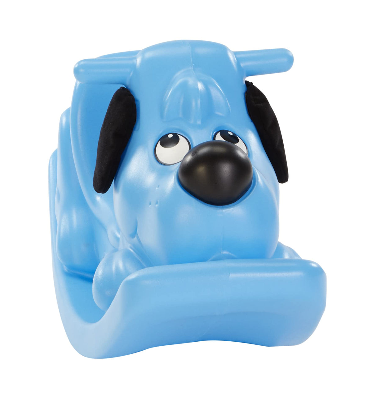 Little Tikes Rockin' Puppy blue small rocking horse close-up on grip handles