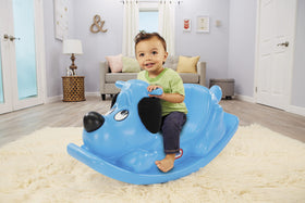 Little Tikes Rockin' Puppy blue small rocking horse seat detail for safety