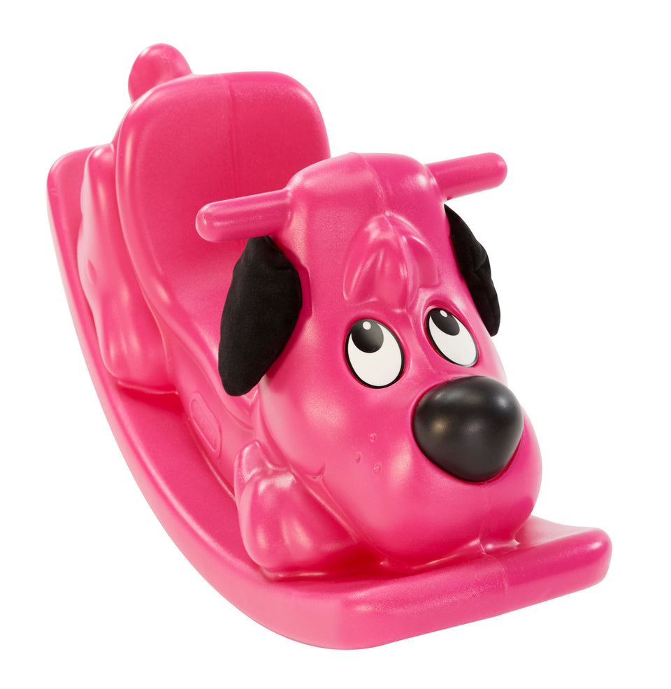 Little Tikes Rockin' Puppy Magenta front view, ideal for indoor pretend gallops.