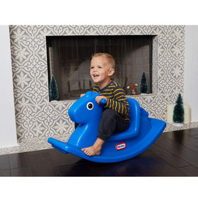 Little Tikes Rocking Horse Blue side view emphasizing balance and imaginative play
