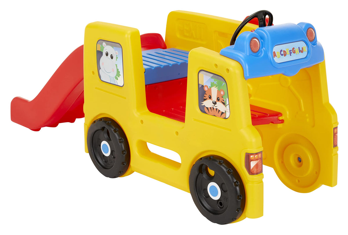 Little Tikes School Bus Climber dashboard horn for imaginative play indoors or outdoors.