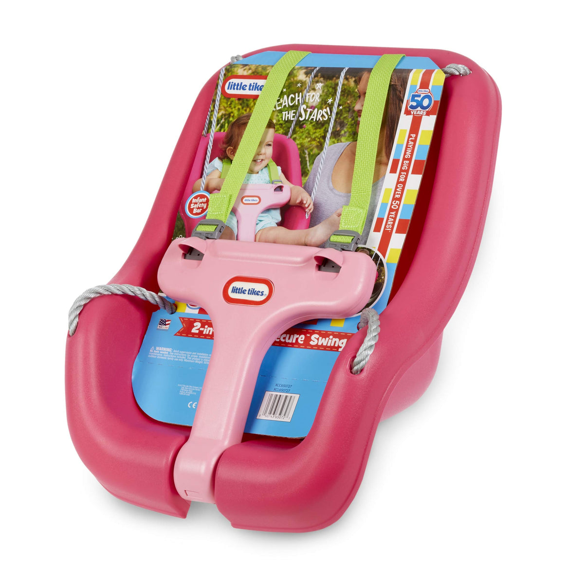 Little Tikes Snug 'n Secure swing magenta storage of straps when not in use