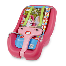 Little Tikes Snug 'n Secure swing magenta storage of straps when not in use
