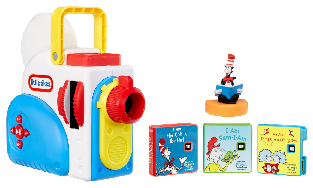 Little Tikes Story Dream Machine projects Dr. Seuss stories on wall for screen-free storytelling.