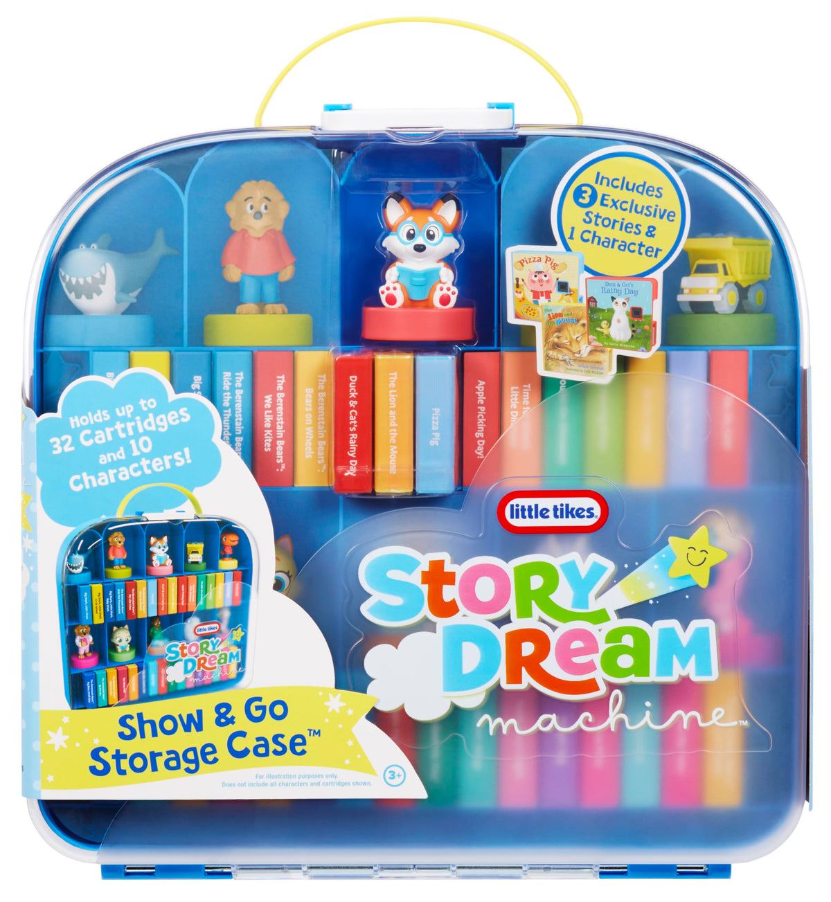 Little Tikes Story Dream Machine Show & Go case keeps up to 10 characters organized.