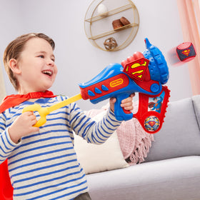 Little Tikes Superman Boom Blaster in action during indoor play with kids