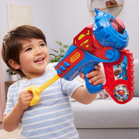 Little Tikes Superman Boom Blaster pod launch demonstrates range and playful action