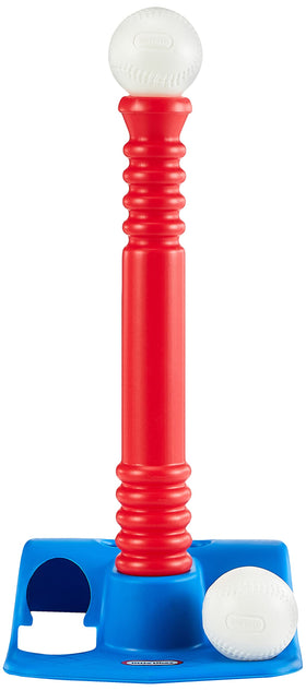 Five plastic tee balls included for toddler-friendly batting practice