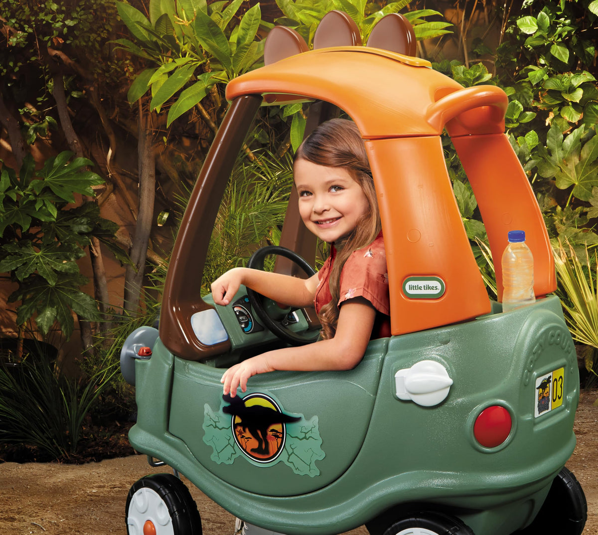 Little Tikes T-Rex Cozy Coupe steering wheel and horn spark hands-on fun