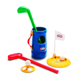 Little Tikes TotSports Grab N Go Golf blue case keeps all pieces organized for on-the-go play.