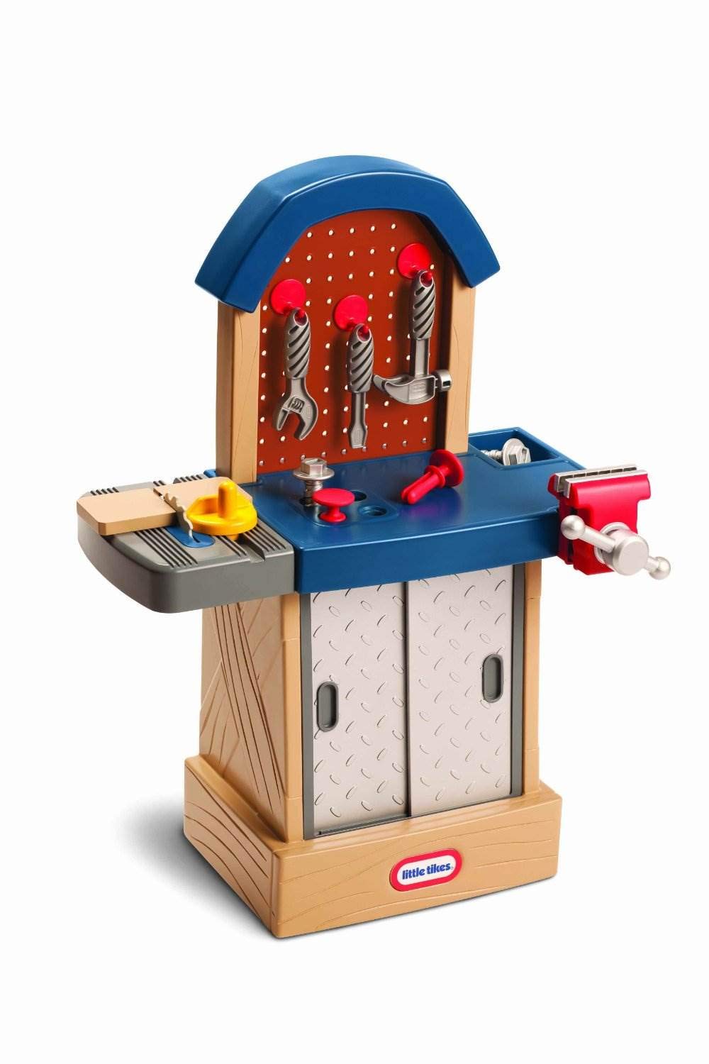 Little Tikes Tough Workshop Beige closeup hammer enhances fine motor play.