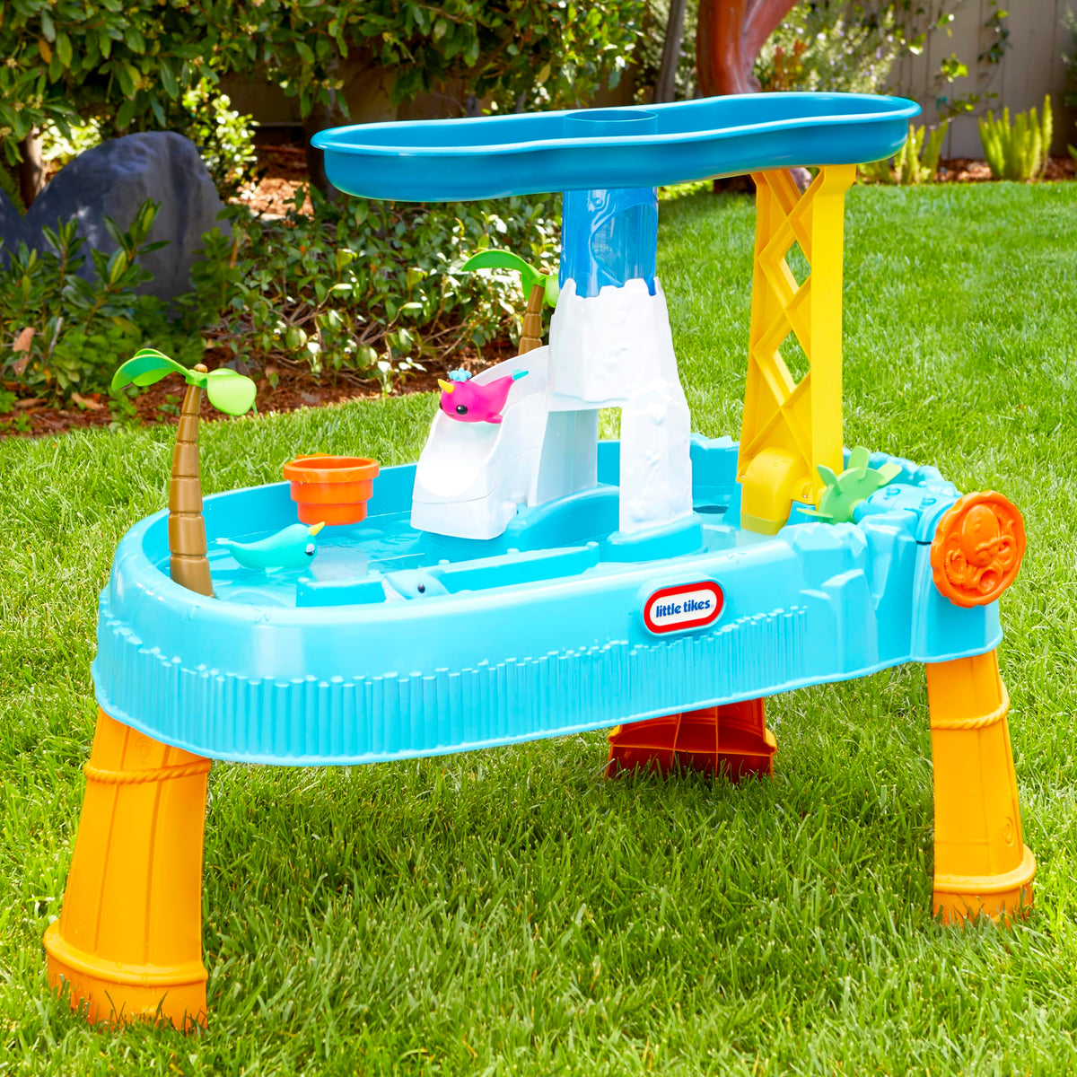 Little Tikes Waterfall Island Water Table treasure chest sparks treasure-hunt play.