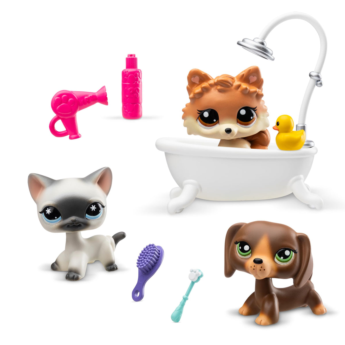 Littlest Pet Shop Siamese cat bobble head adds spa fun and trading appeal.