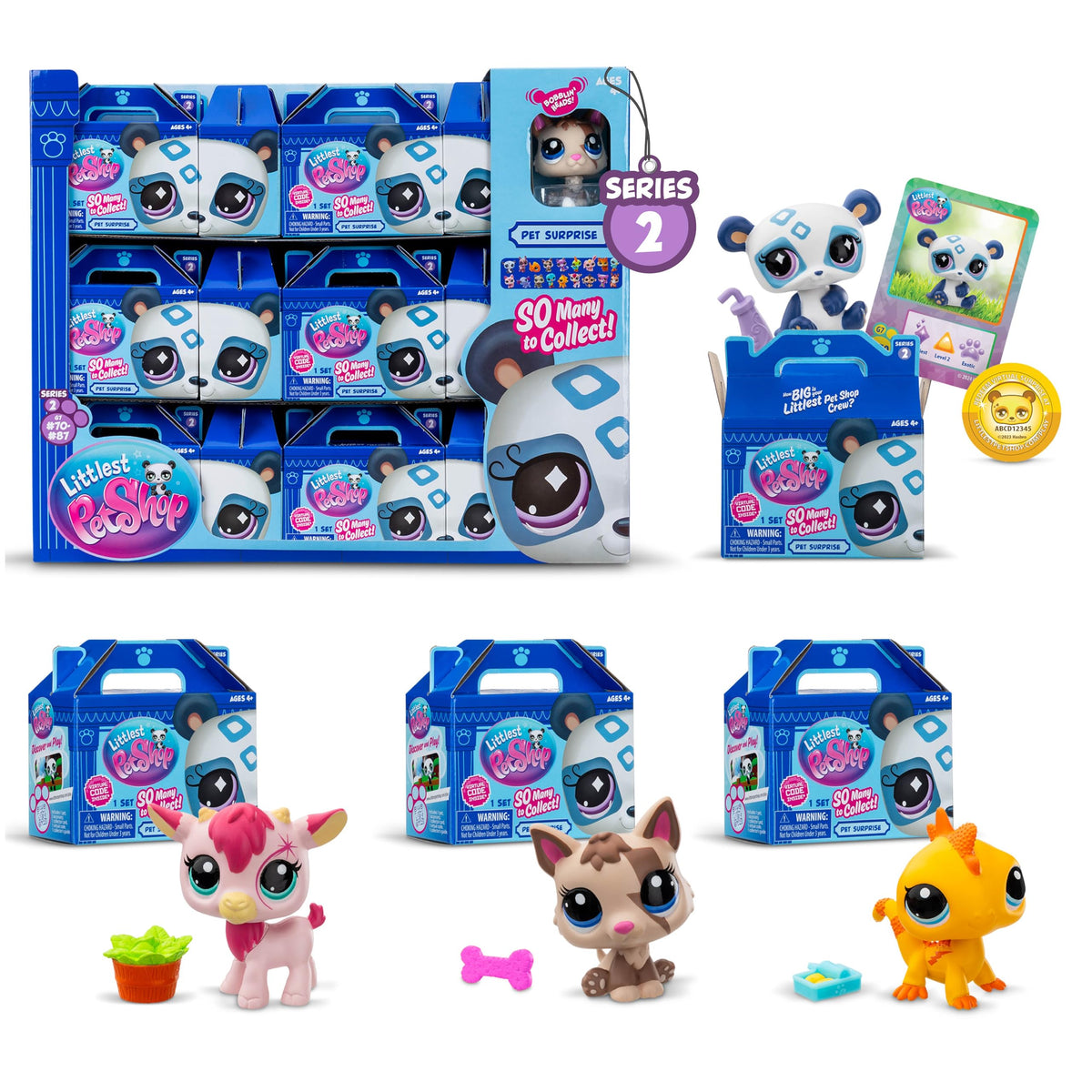 Littlest Pet Shop Pet Surprise Display with all 18 pets for display and trade.