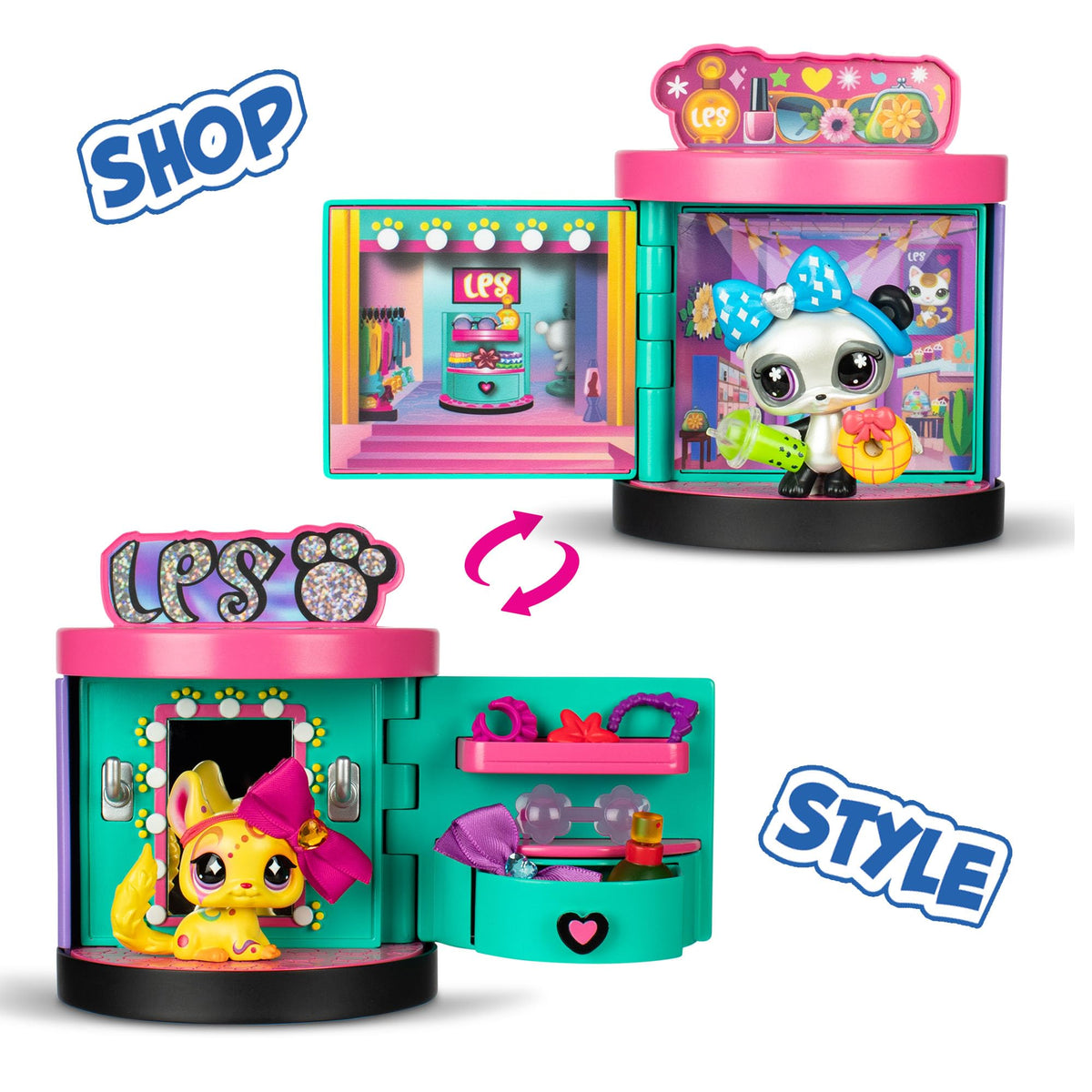 Littlest Pet Shop glam raccoon bobble head adds bold style to storytelling.