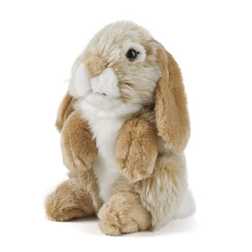 Living Nature brown sitting lop-eared rabbit plush, ideal for kids' cuddles.