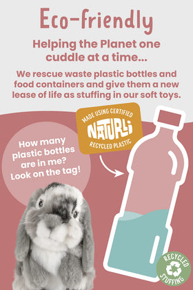 Living Nature educational-tag rabbit plush showcases learning facts about woodland pets
