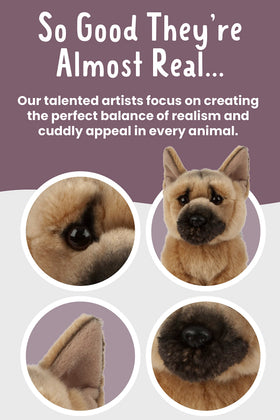 Living Nature German Shepherd plush eyes close-up showing expressive gaze.