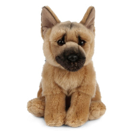 Living Nature German Shepherd plush front view with realistic fur and soft texture.