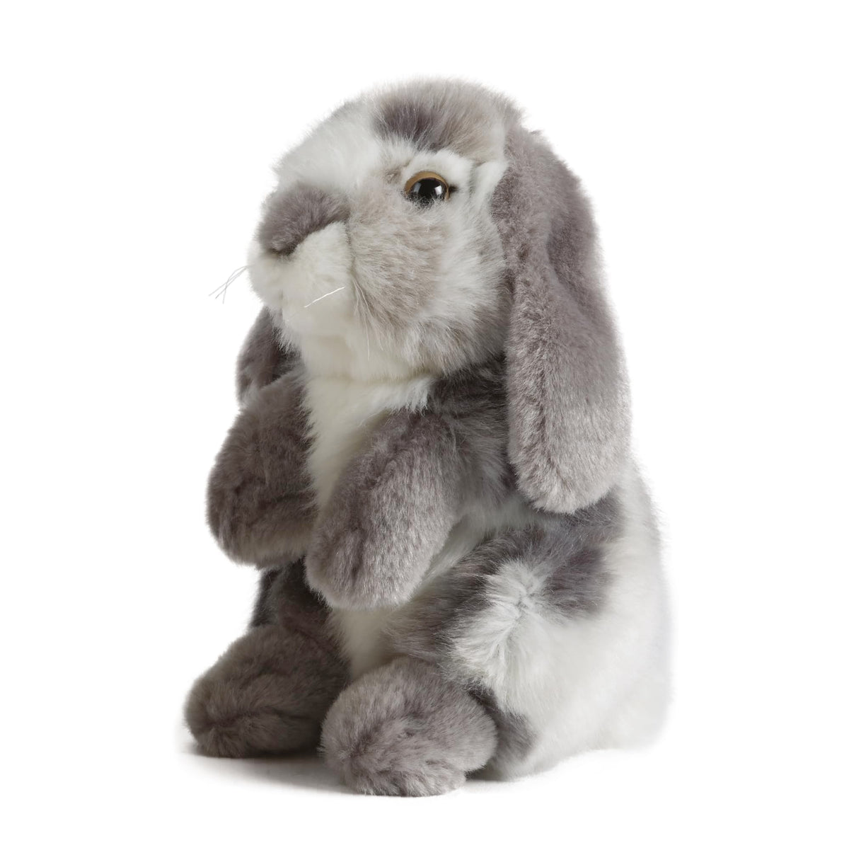Living Nature grey sitting lop-eared rabbit face plush toy ideal for cuddling and comfort