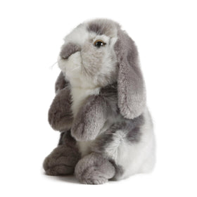 Living Nature grey sitting lop-eared rabbit face plush toy ideal for cuddling and comfort