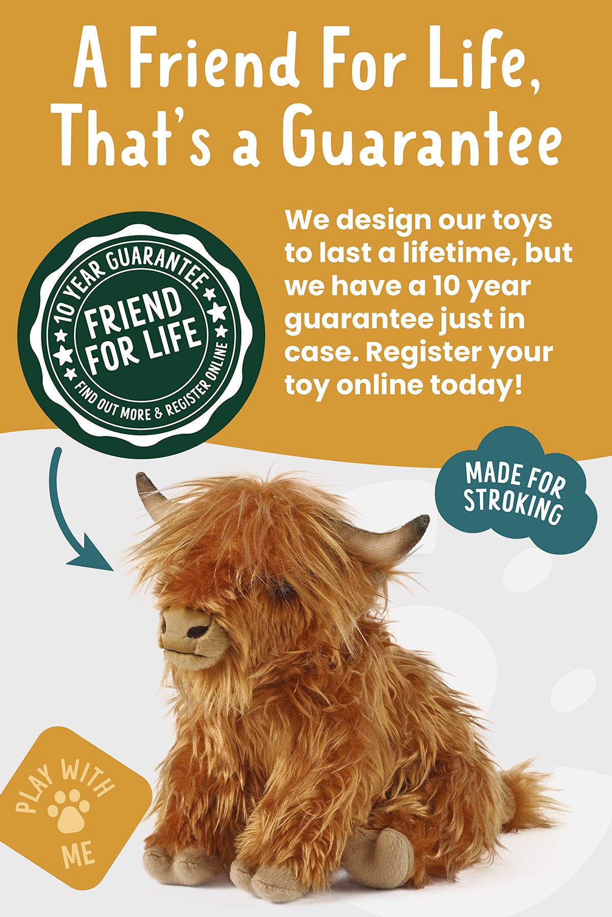Living Nature Highland Cow size 9 inches, a compact toy suitable for small hands and travel.