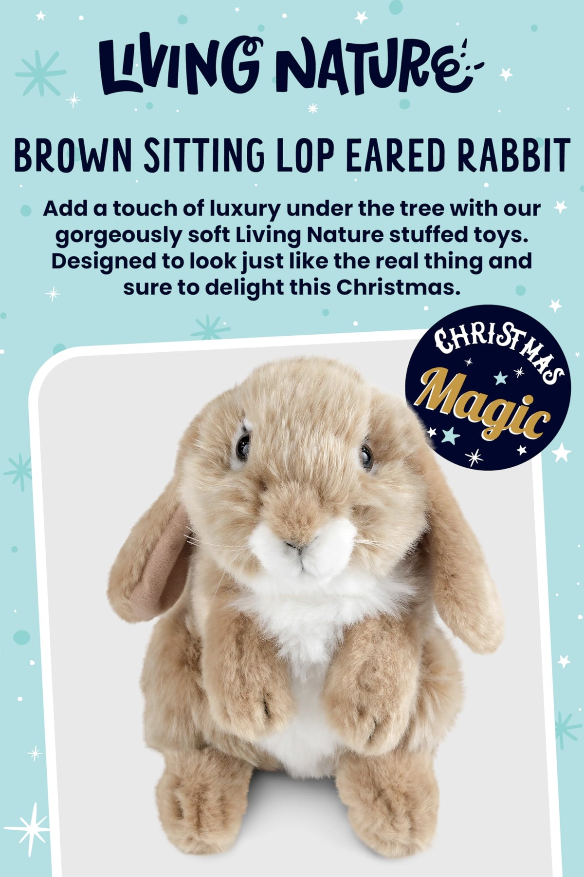 Living Nature rabbit plush face with realistic eyes for imaginative play.