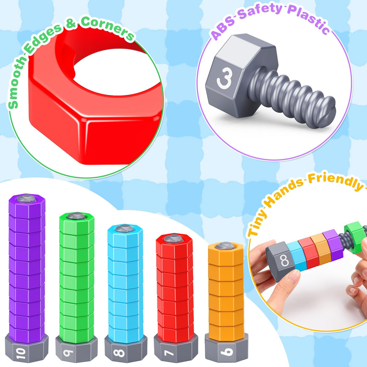 LIWIN LET'S GO! toddler-friendly stacking toy encourages fine motor skills and color recognition.