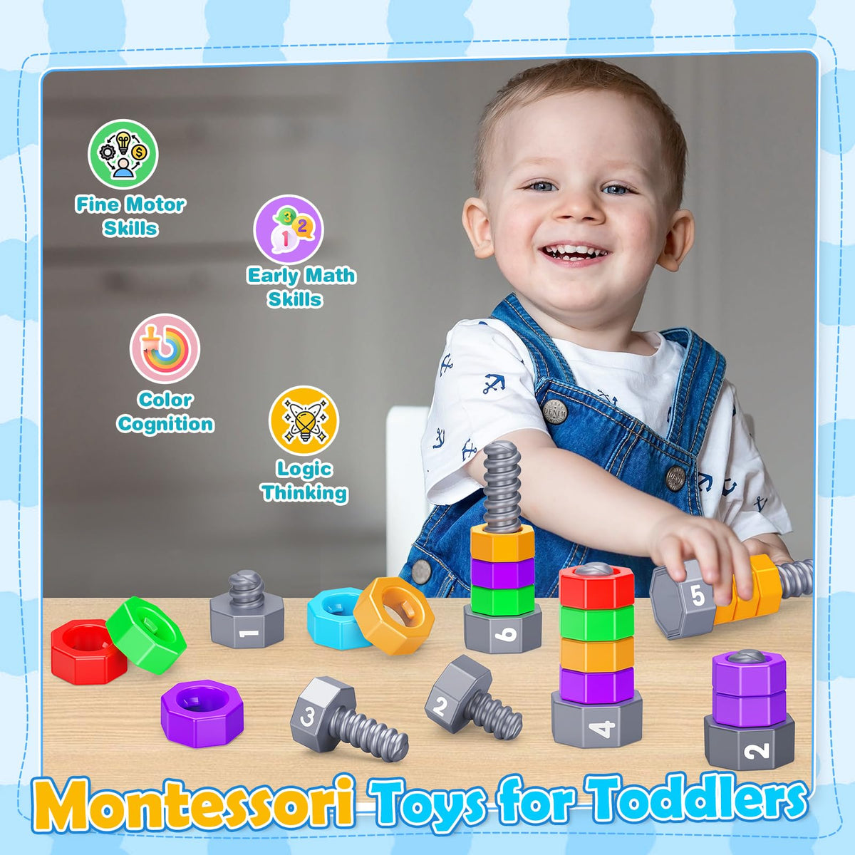 LIWIN LET'S GO! nuts close-up to build color recognition and fine motor skills.