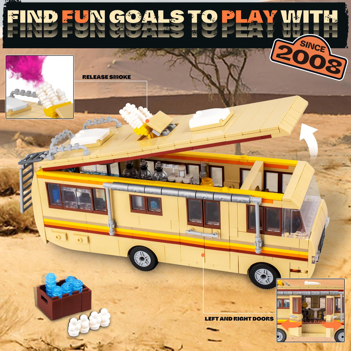 Lixboxy Camper Break Bad RV set uses durable ABS material for safe play.