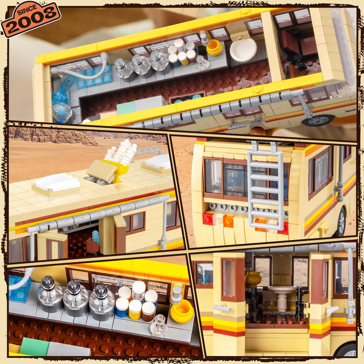 Lixboxy Camper Break Bad RV set with 986 pieces promotes hands-on building.