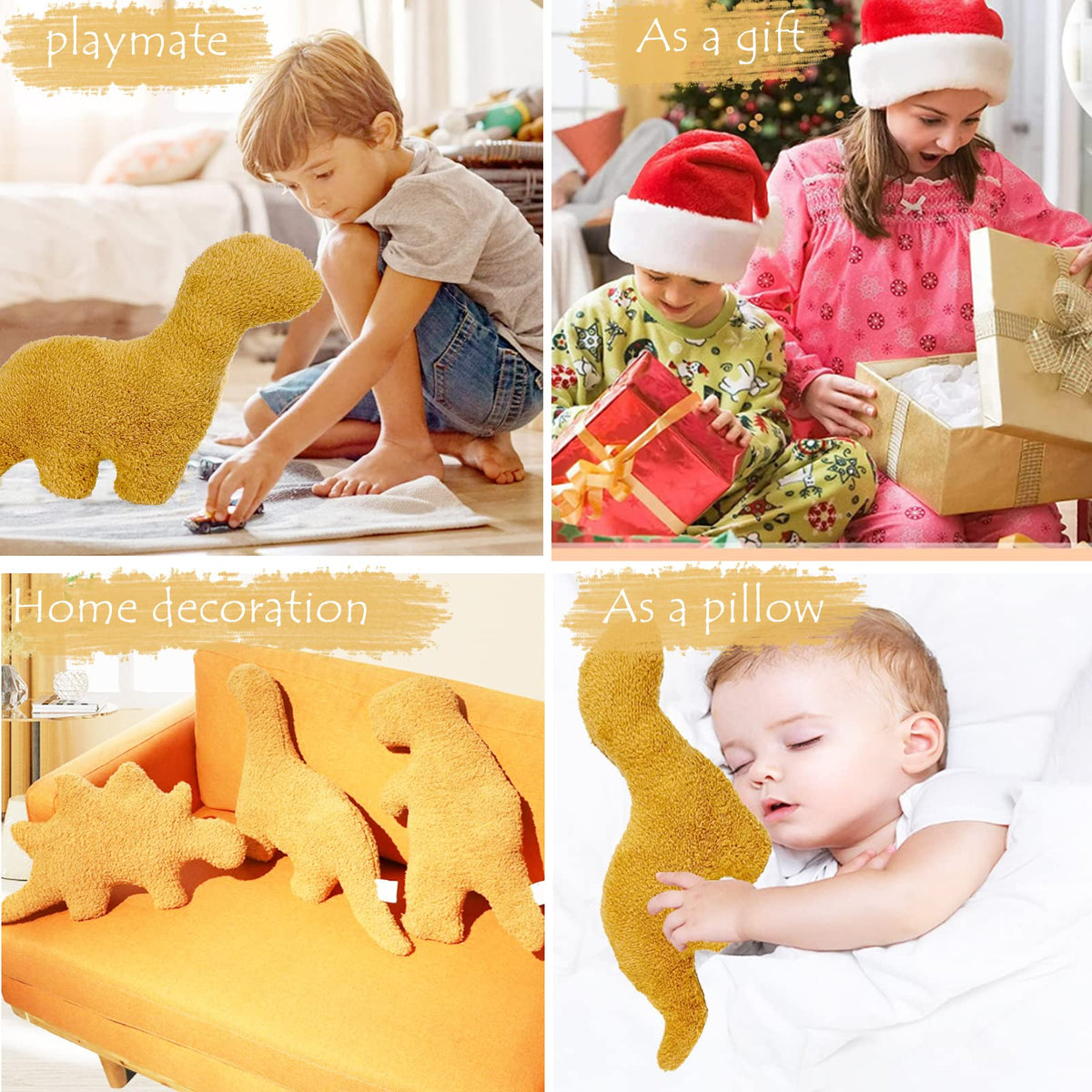 Lixzuch Dino Nugget Pillow pack-front, three-dinosaur set for versatile room decor