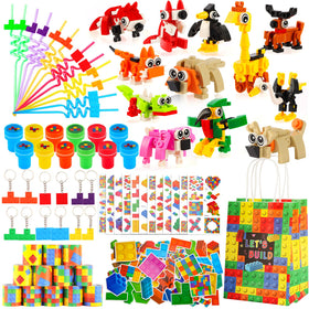LiYiQ 134 Pcs building blocks with straws for engaging party favors.