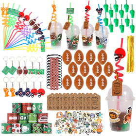 LiYiQ football cups with dome lids for DIY party favors.