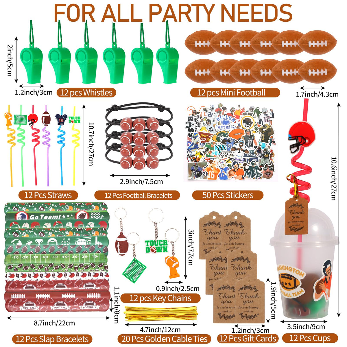 LiYiQ football-themed straws ideal for drinks at events.
