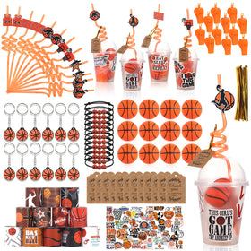 LiYiQ basketball cups with dome lids for mess-free serving at parties.